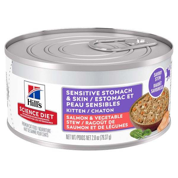 Estomac et peau sensibles chaton ragoût de saumon et légumes - nourriture humide pour chat 79 g