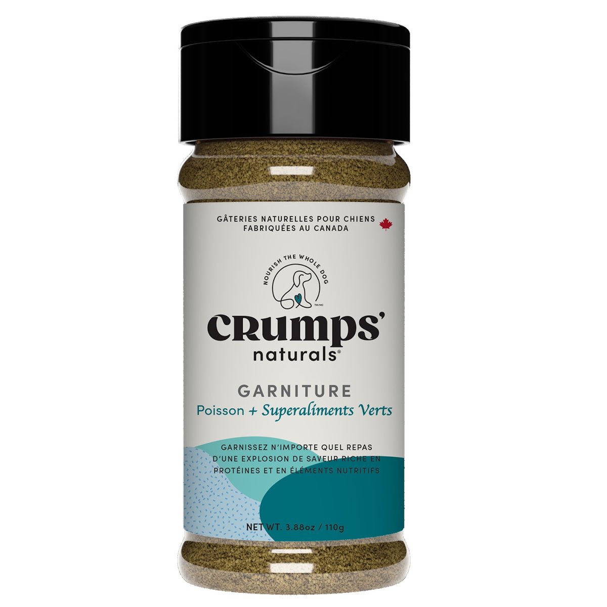 Gâteries flocons à saupoudrer au poisson + superaliment vert pour chien 110 g