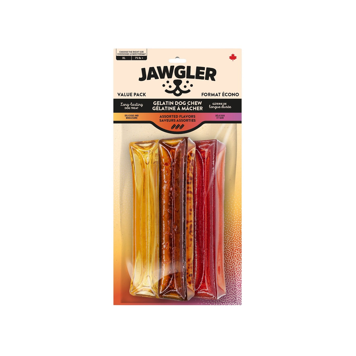 Bâtons de gélatine à mâcher Jawgler en paquet de 3