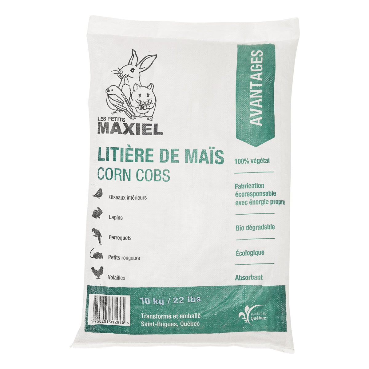 Litière de rafle de maïs