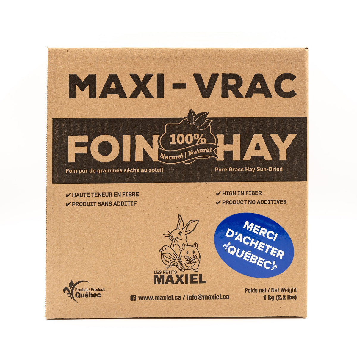 Foin en boîte pour petit mammifère 1 kg