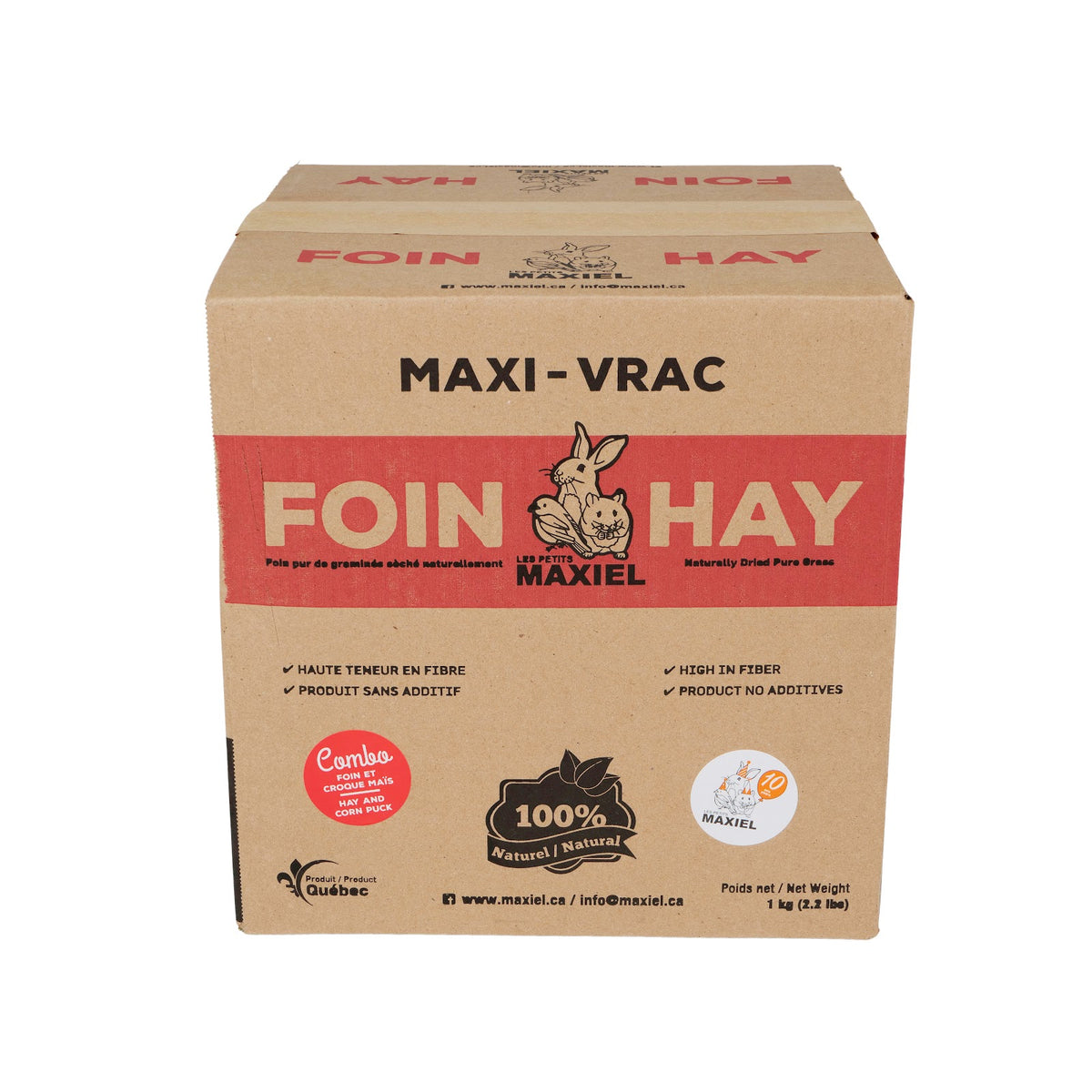 Foin en boîte combo croque maïs pour petit mammifère 1 kg