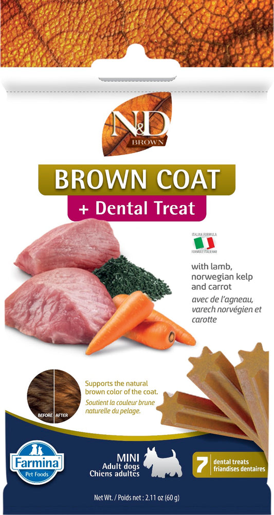 Gâteries dentaires N&D Brown pour chien au pelage brun