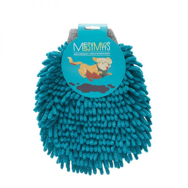 Gant de toilettage en microfibre chenille, bleu