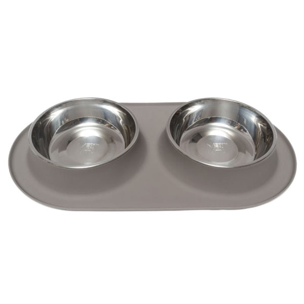 Bol double en inox avec base en silicone