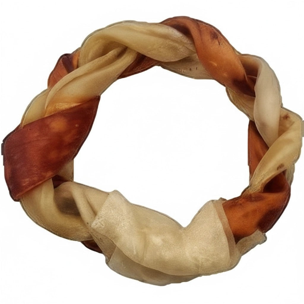 Anneau de collagène de bœuf tressé 6 po Standard brun et naturel nature