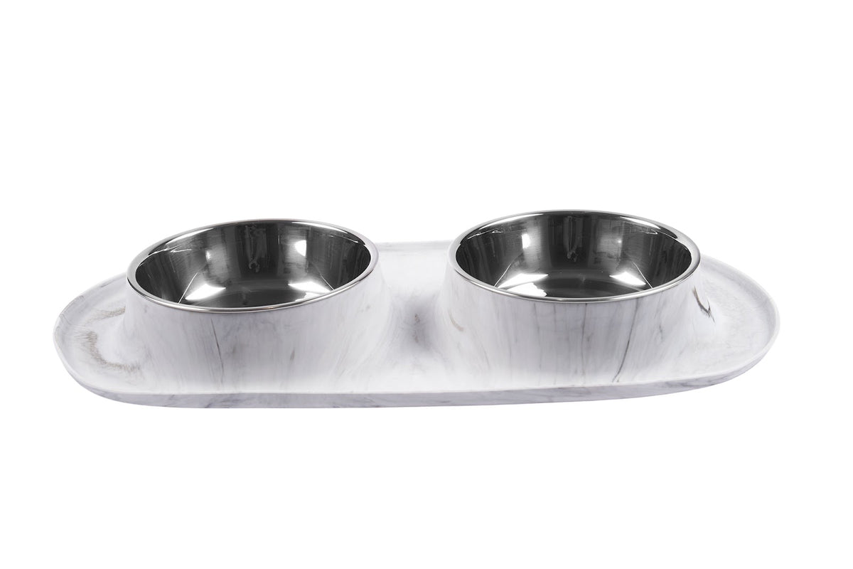 Bol double en inox avec base en silicone