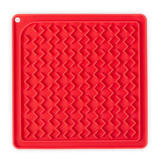 Tapis d'alimentation interactif et réversible en silicone pour chat, 5,5 x 5,5 po, pastèque
