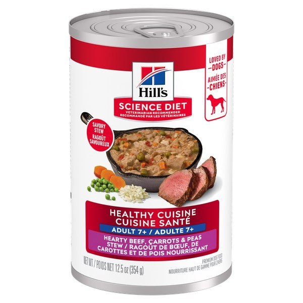 Cuisine santé sénior 7+ ragoût de bœuf braisé, carottes et pois - nourriture humide pour chien 354 g