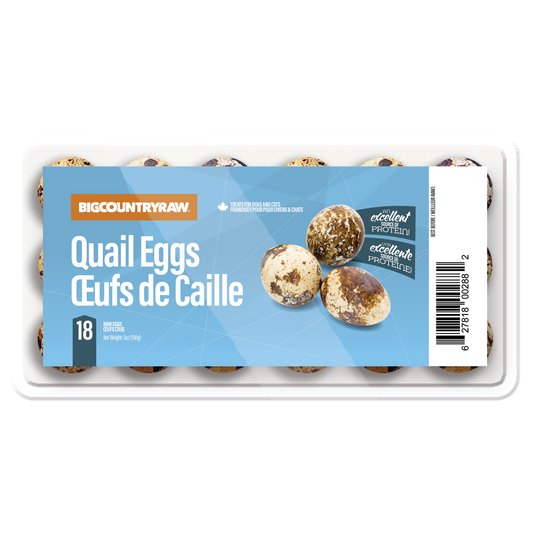 Œufs de caille congelés (paquet de 18) - gâterie pour chien et chat
