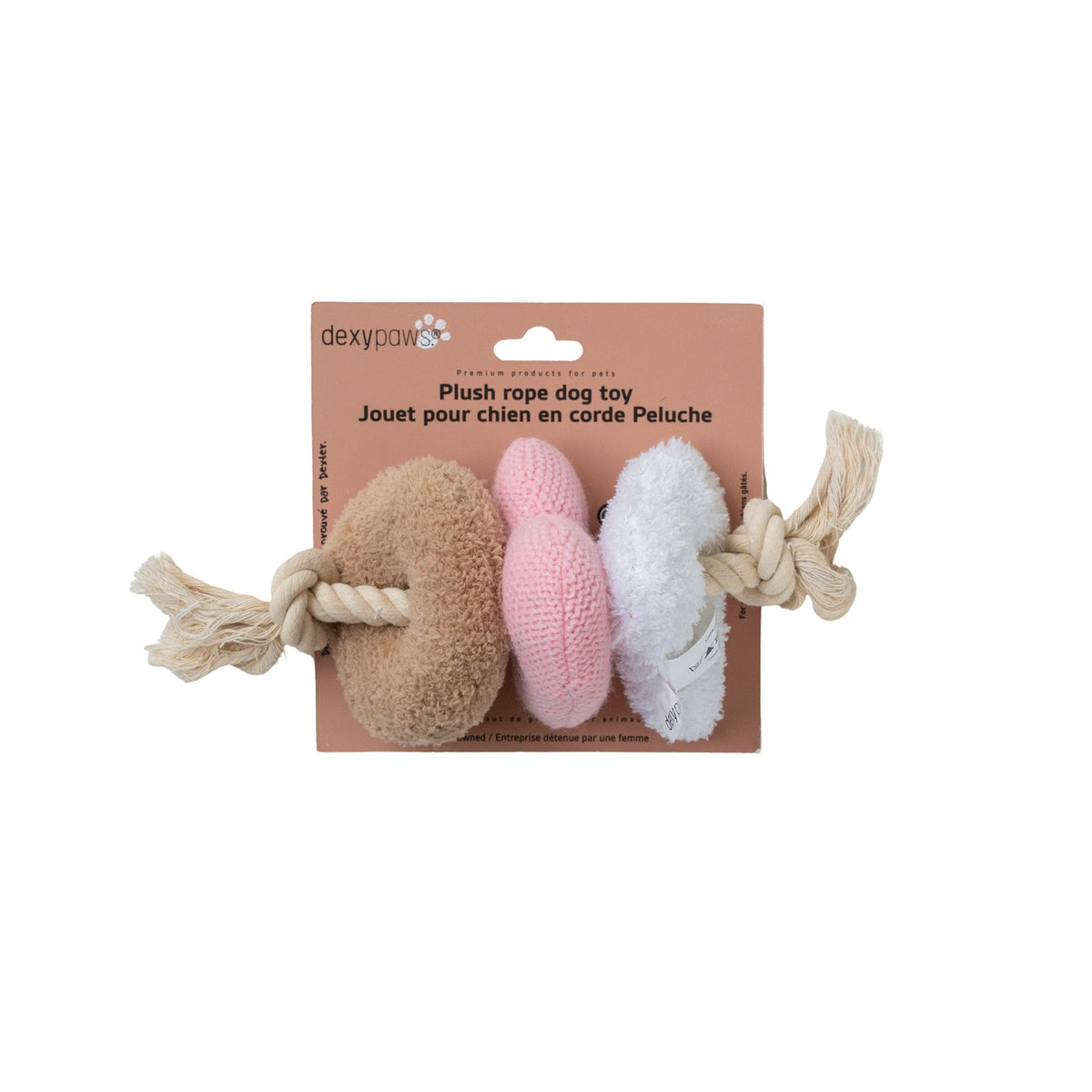 Jouet corde et peluche triangles pour chien