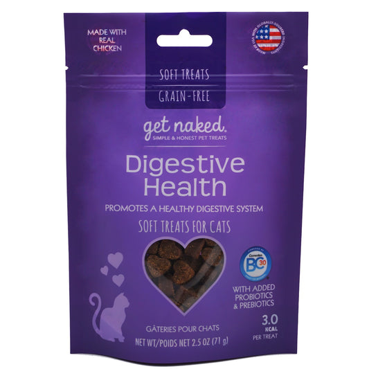 Gâteries tendres sans grains Get Naked Santé digestive pour chat 2,5 oz
