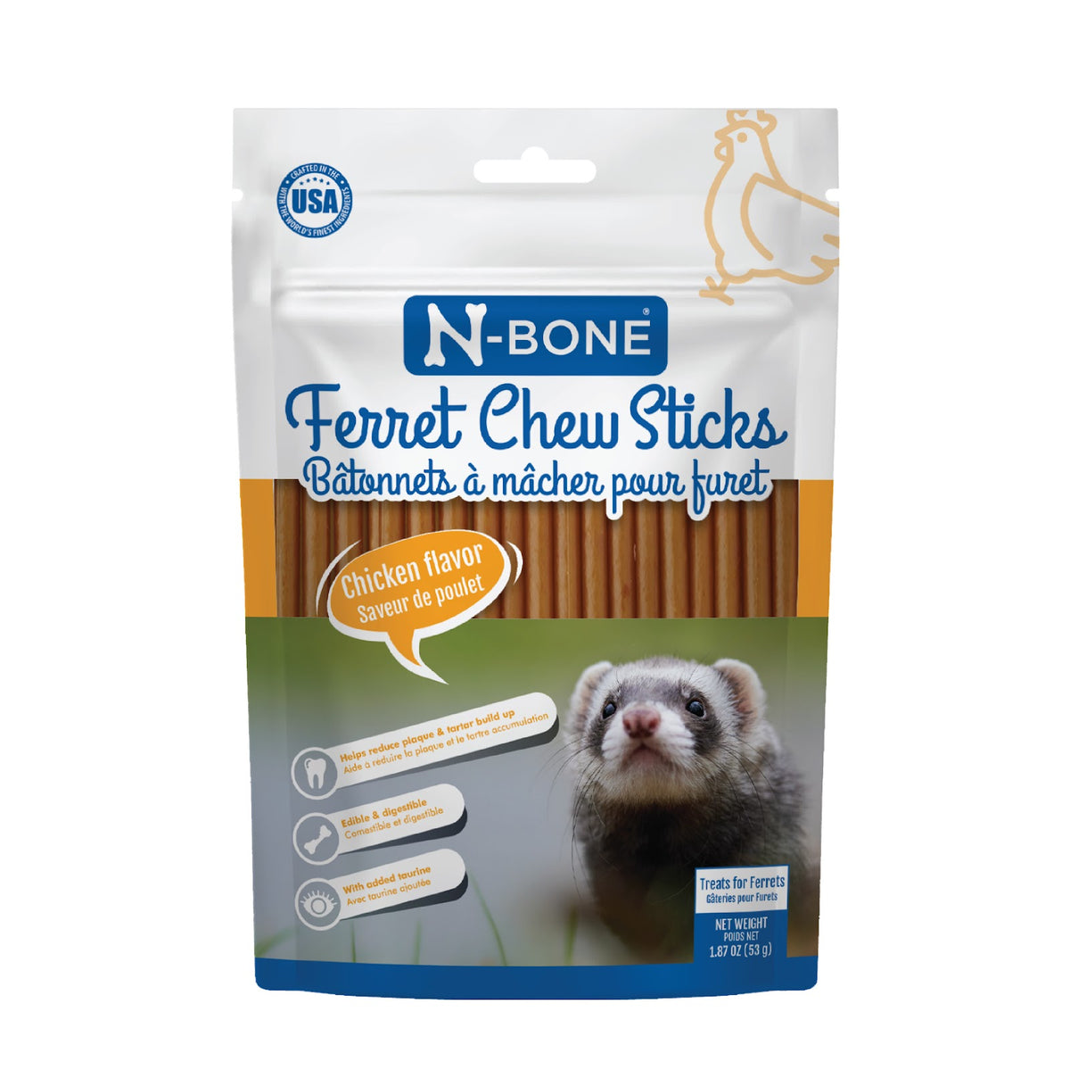 Bâtonnets à mâcher réduit le tartre et la plaque au poulet pour furet 1,87 oz