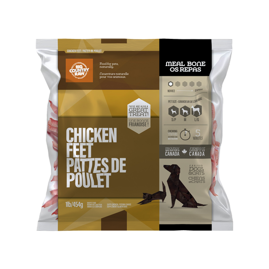 Pattes de poulet 1 lb - os cru pour chien et chat
