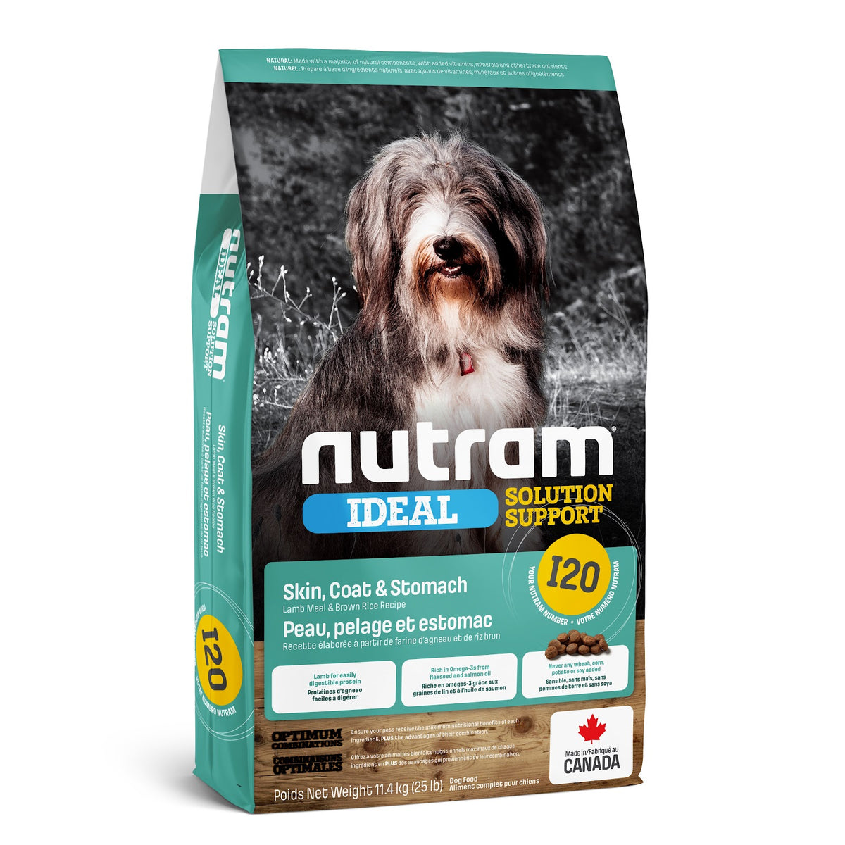 Nourriture sèche Ideal I20 pour chien, peau, pelage et estomac sensibles, agneau et riz