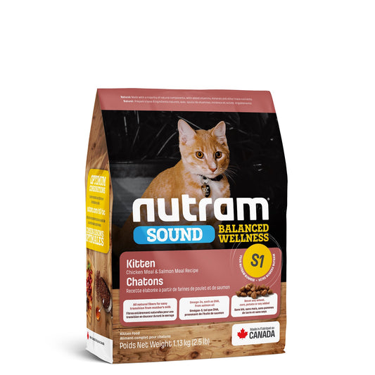 Nourriture sèche Sound S1 pour chaton, poulet et saumon