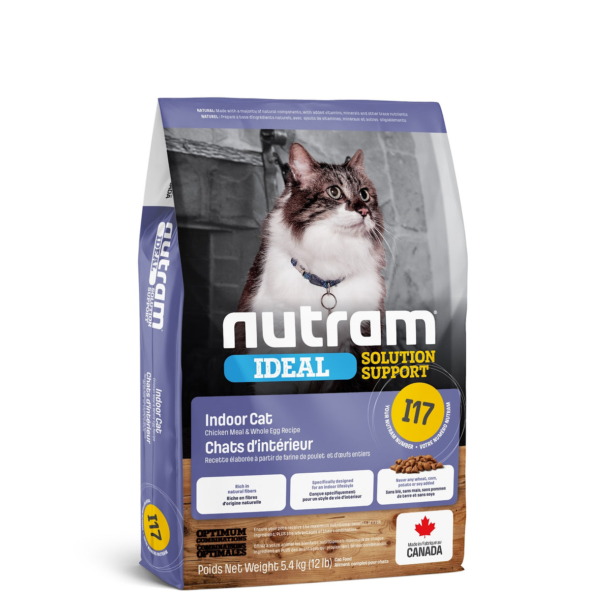 Nourriture sèche Ideal I17 pour chat d'intérieur, poulet et œufs entiers