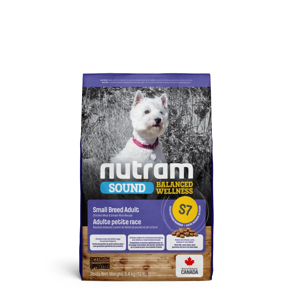 Nourriture sèche Sound S7 pour chien de petite race, poulet et riz brun