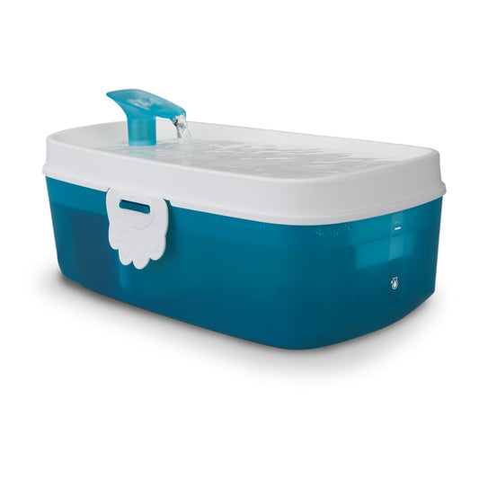 Fontaine abreuvoir Zen pour chat 2,5 L, blanc sur bleu