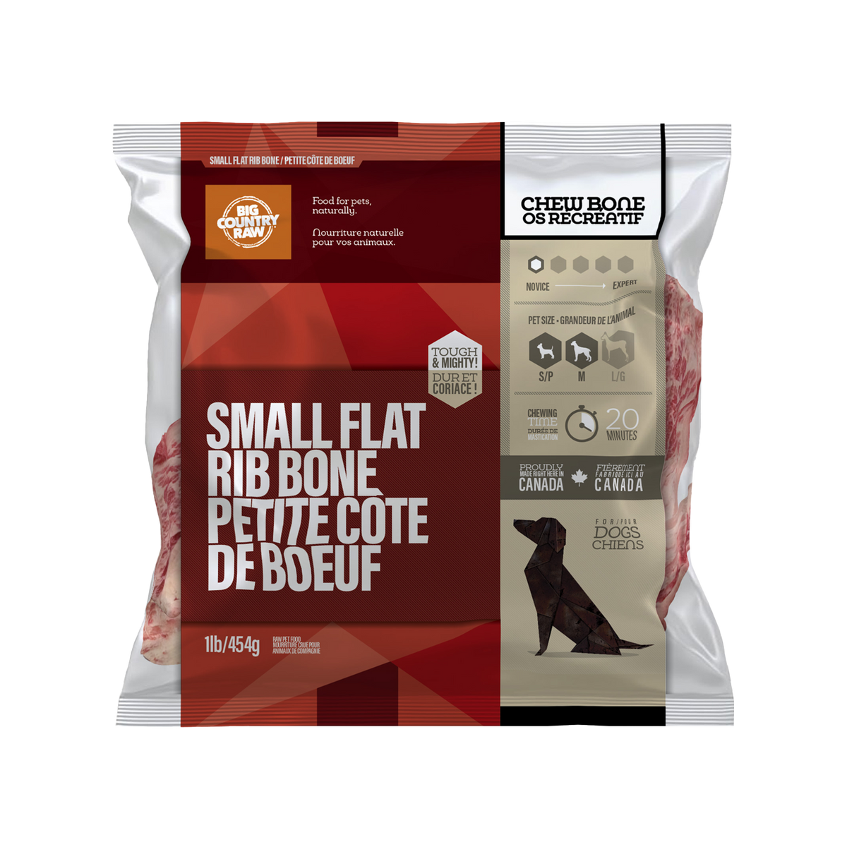 Petites côtes de bœuf 1 lb - os cru pour chien