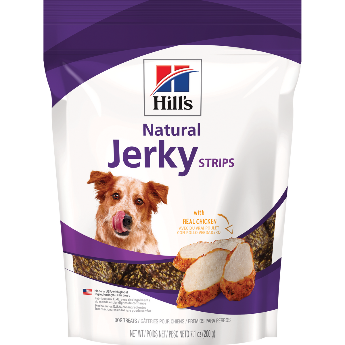 Gâteries naturelles pour chiens Jerky Strips avec du vrai poulet 201 g