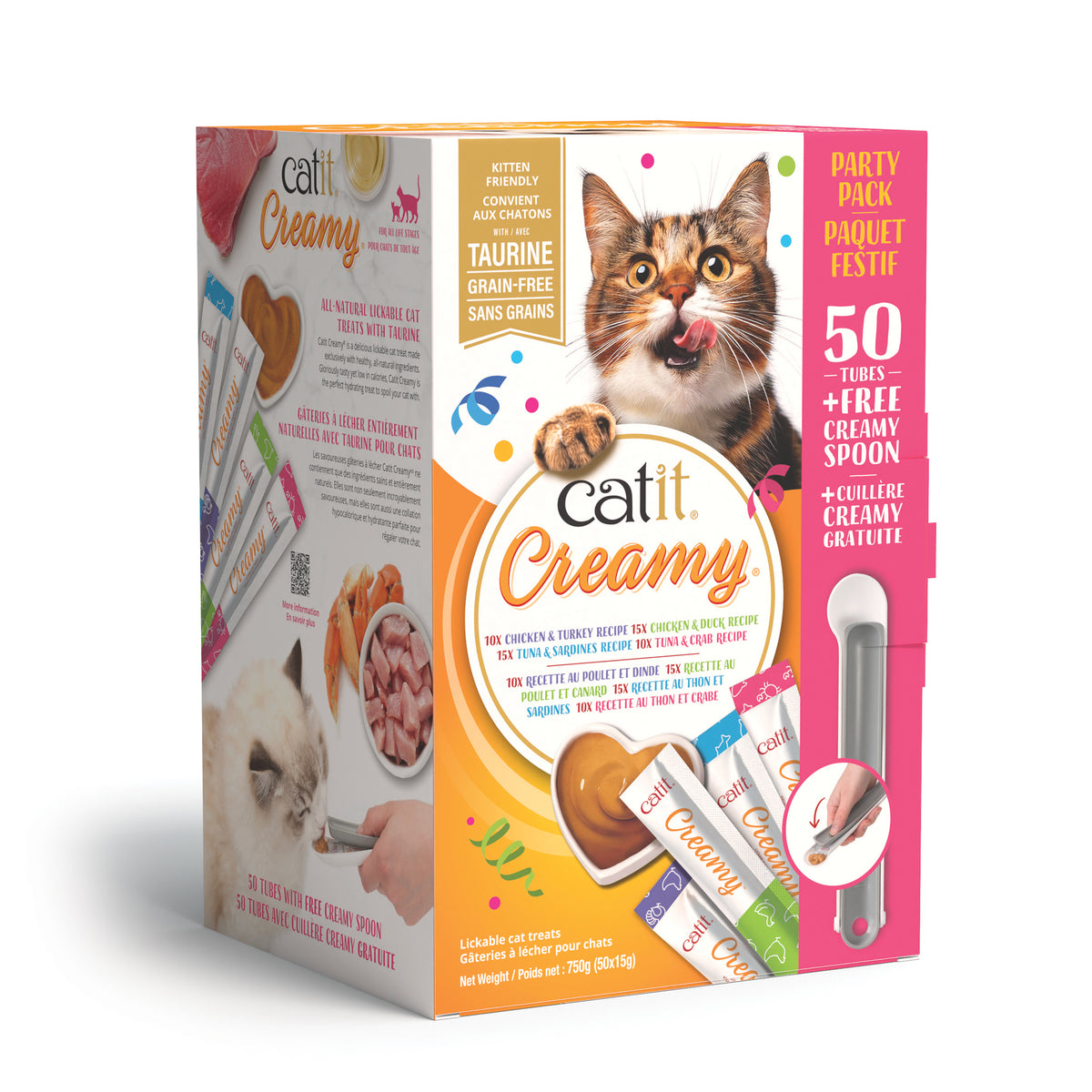 Paquet festif de gâteries Creamy, assortiment avec cuillère 50 x 15 g