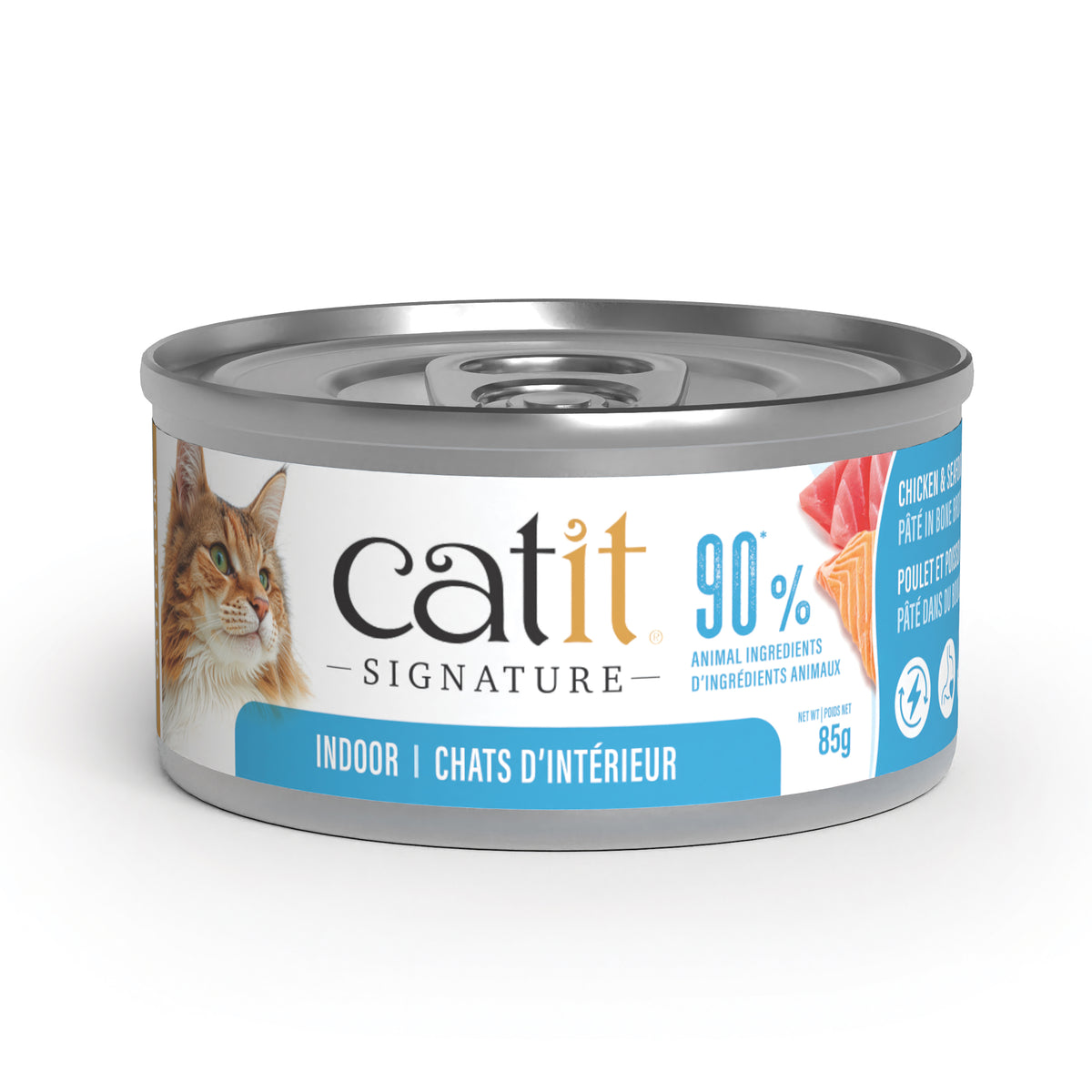 Pâté Signature au poulet et poisson dans du bouillon d'os pour chats d'intérieur adultes