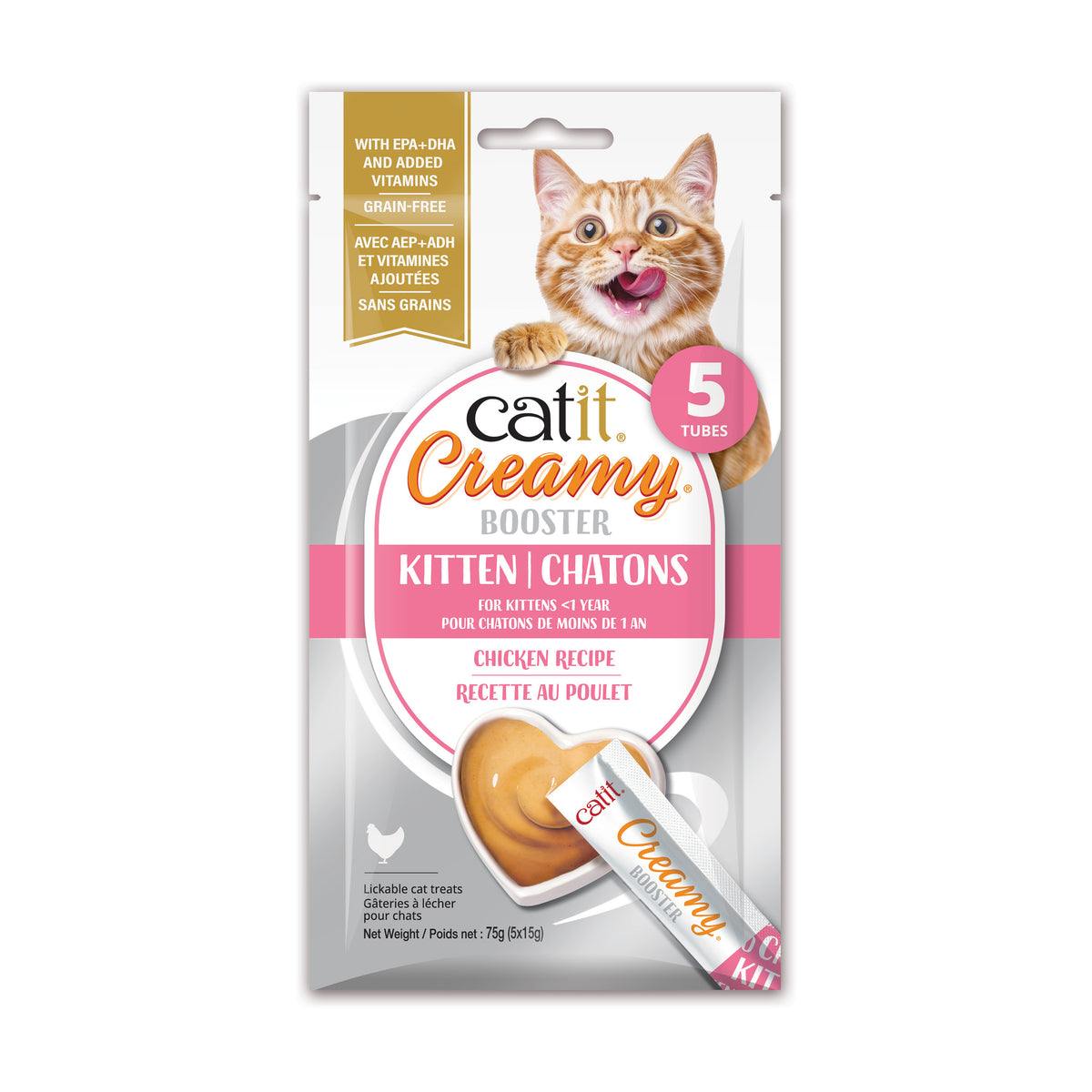 Gâterie à lécher Creamy Booster pour chatons (paquet de 5)