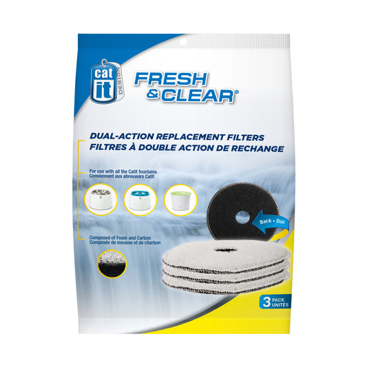 Filtres de charbon/mousse pour abreuvoir Fresh & Clear (50053) (paquet de 3)