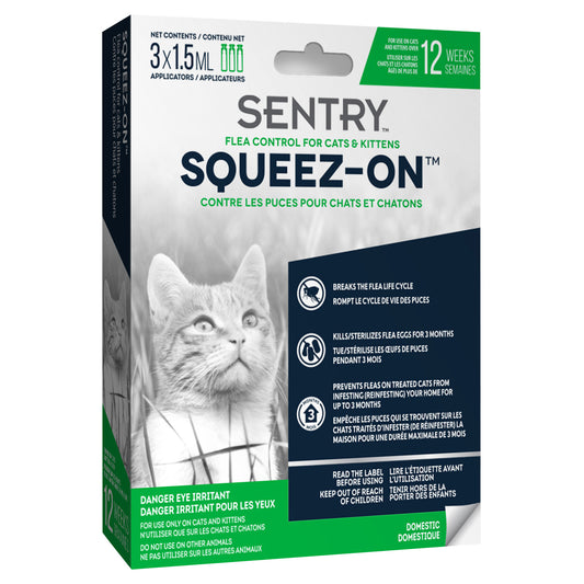 Tube à presser antipuces Squeez-On pour chatons et chats 3 x 1,5 ml