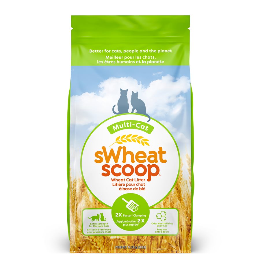 Litière agglomérante multi-chats à base de blé sans parfum pour chat - sWheat Scoop