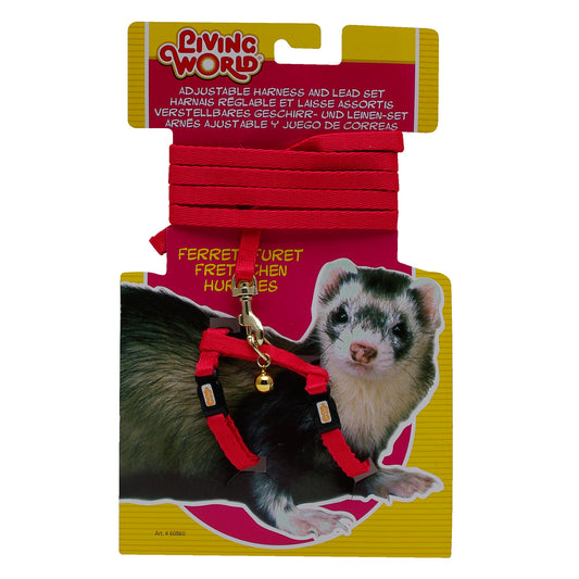 Ensemble harnais et laisse réglable pour furets, rouge, 1,2 m