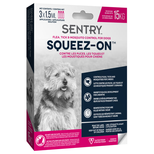Tube à presser Squeez-On contre les puces, les tiques et les moustiques pour chiens