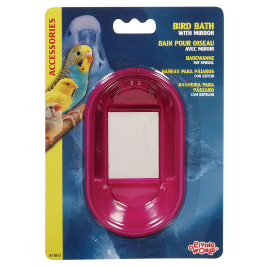 Bain ovale avec miroir pour oiseaux