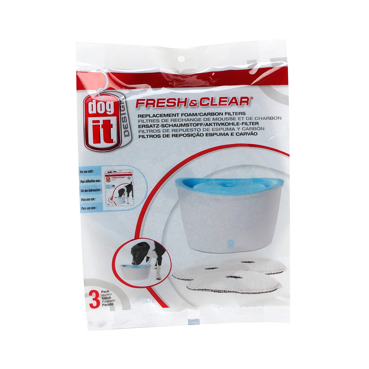 Filtres de charbon/mousse pour abreuvoir Fresh & Clear (paquet de 3)
