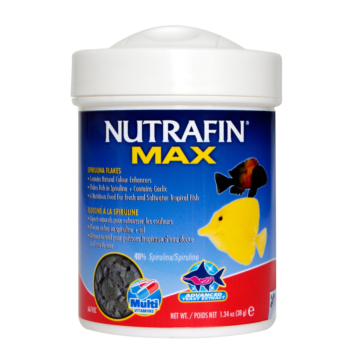 Flocons Max à la spiruline pour poisson tropical - Nutrafin