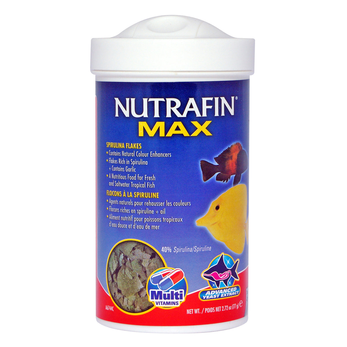 Flocons Max à la spiruline pour poisson tropical - Nutrafin