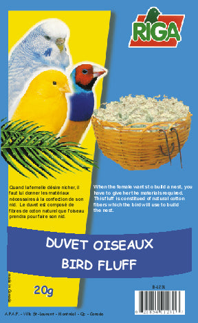 Duvet pour nid d'oiseaux 20 g - accessoire de nidification pour oiseaux