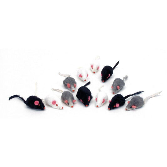 Souris à fourrure pour chat 2 po (paquet de 12)