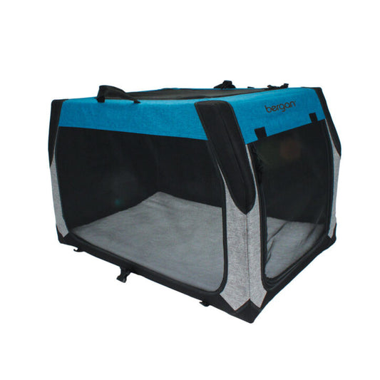 Cage pliante en tissu gris et bleu grande