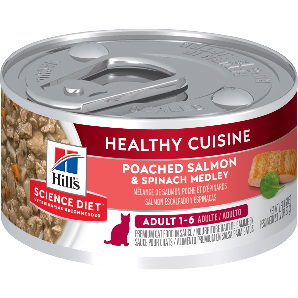 Cuisine santé adulte mélange de saumon poché et épinards - nourriture humide pour chat 79 g