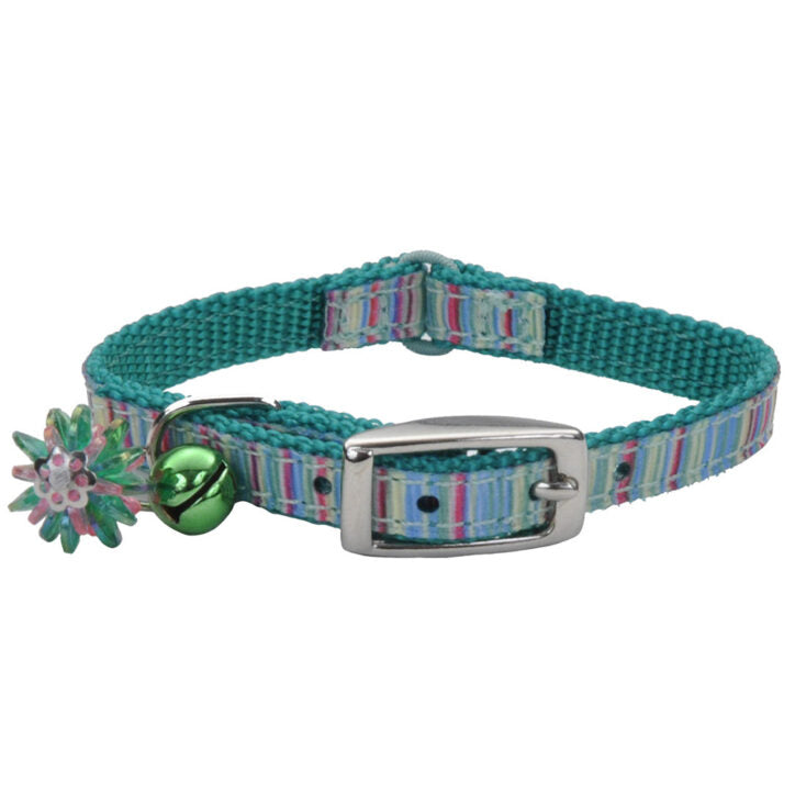Collier Ribbon Li'l Pals pour chaton motif rayures vertes 3/8 po x 8 po