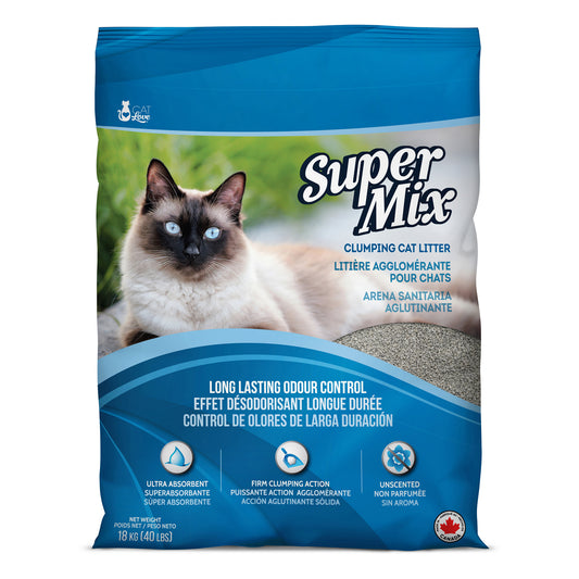 Litière agglomérante Super Mix non parfumée 18 kg
