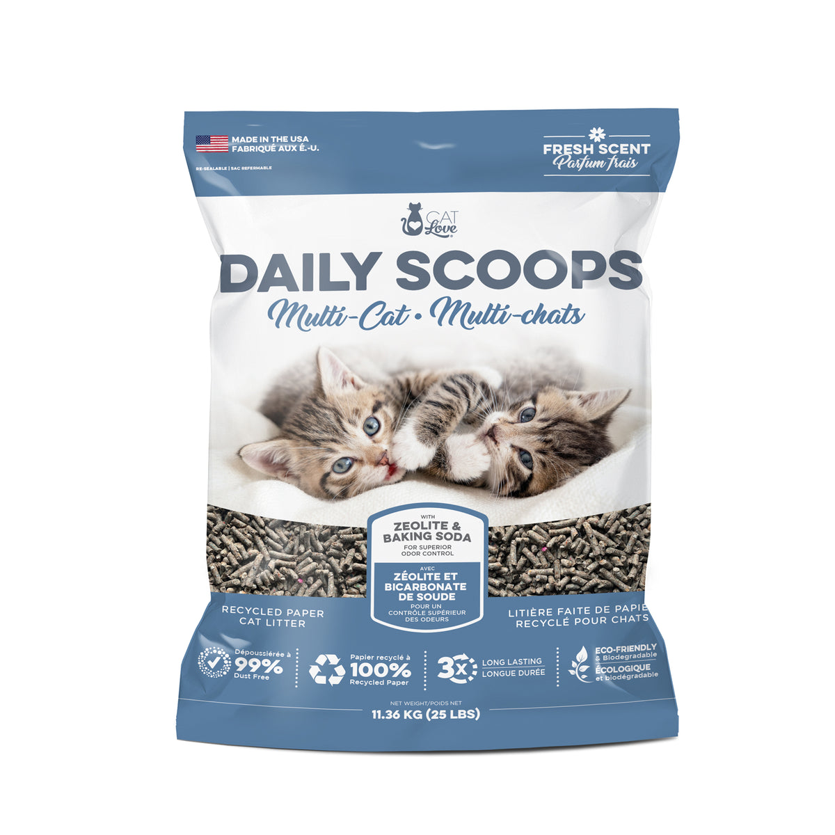 Litière de papier recyclé Daily Scoops Multi-chats, parfumée