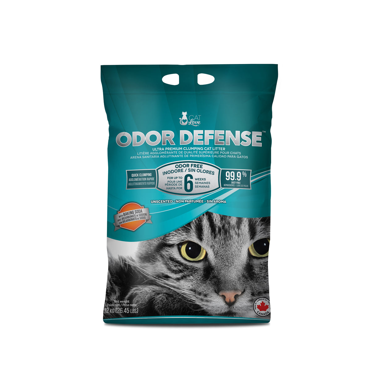 Litière agglomérante Odor Defense non parfumée 12 kg