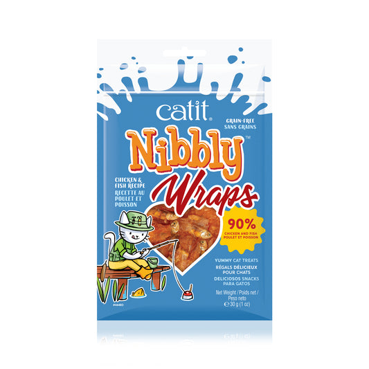 Roulades Nibbly Wraps pour chats, poulet et poisson 30 g