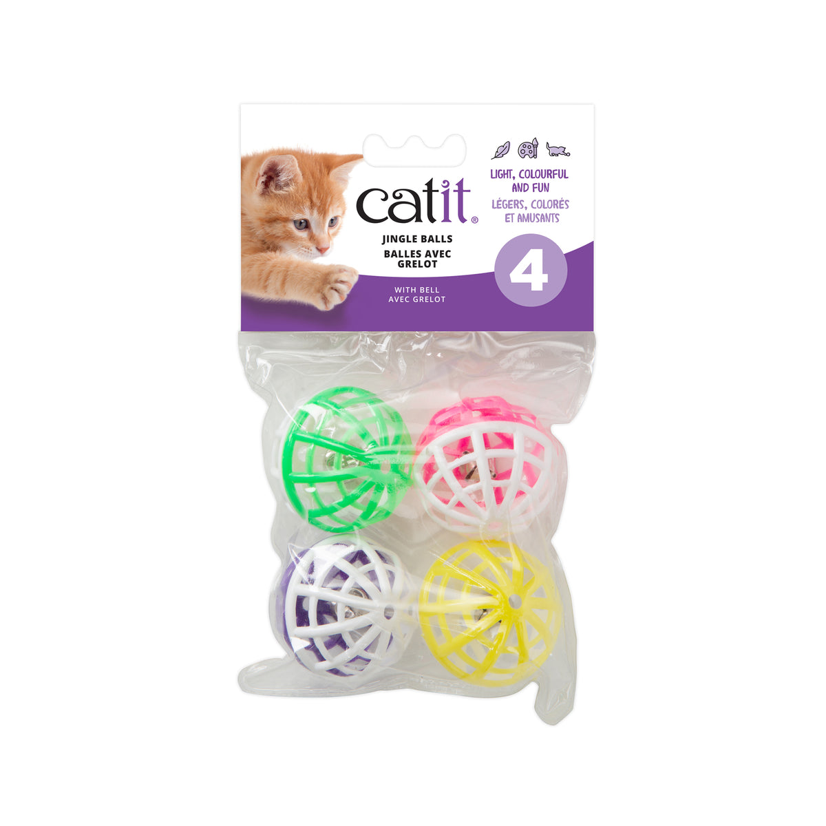 Balles en plastique avec grelot (paquet de 4)