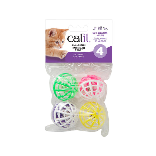 Balles en plastique avec grelot (paquet de 4)