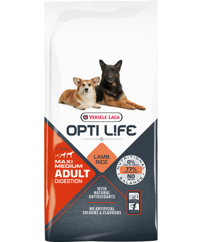 Nourriture Digestion à l'agneau pour chien races moyennes et grandes - Optilife
