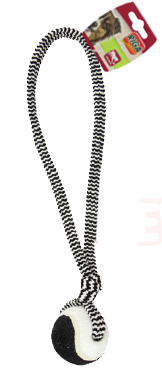 Zebra balle avec corde - jouet pour chien